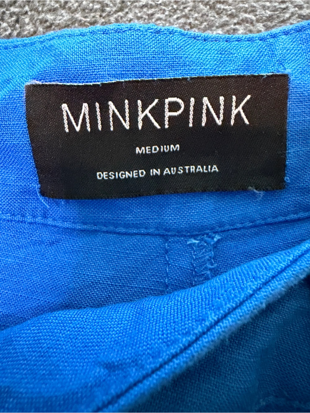 MINKPINK Cobalt Blue High Waist Shorts with White Scalloped Hem and Belt - Picture 5 of 6